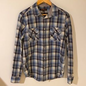Ben Sherman Snap-Front Plaid Button Down